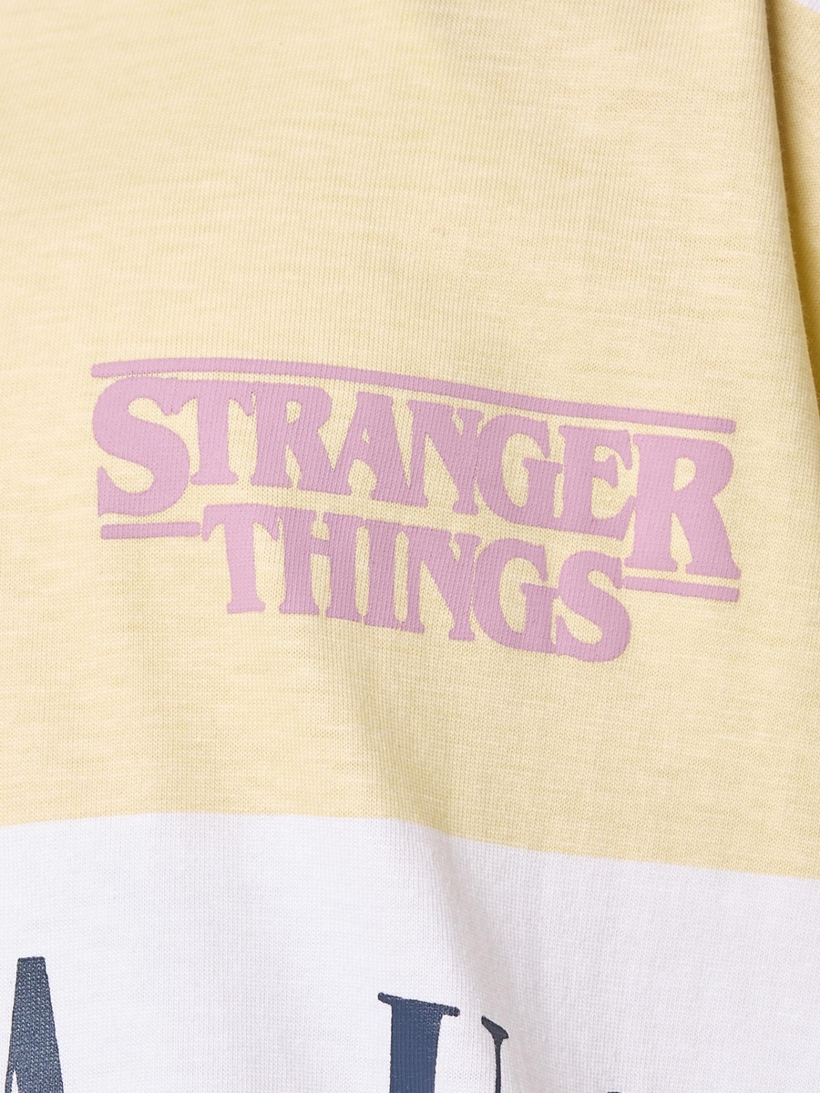 Stranger Things Print Oversized Cotton Polo T-Shirt