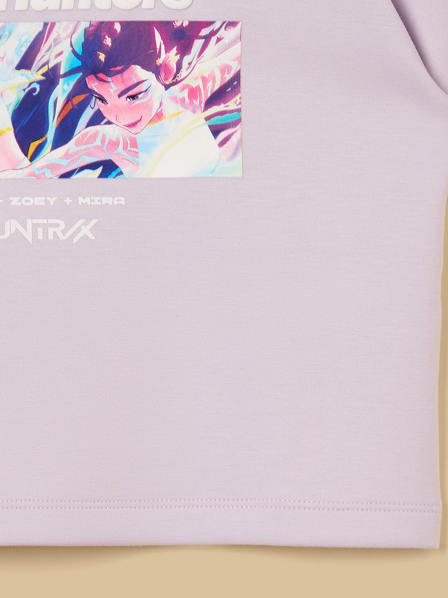 KPop Demon Hunters Print Oversized T-Shirt with Wide Leg Cargo Pants