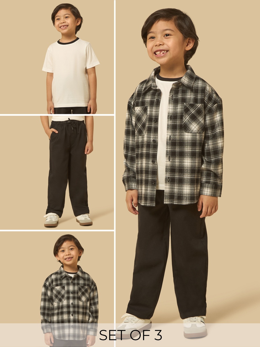 Checked Shirt with T-Shirt and Trousers