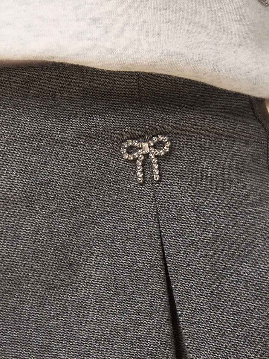 Bow Embellished Sweatshirt and Skirt Set