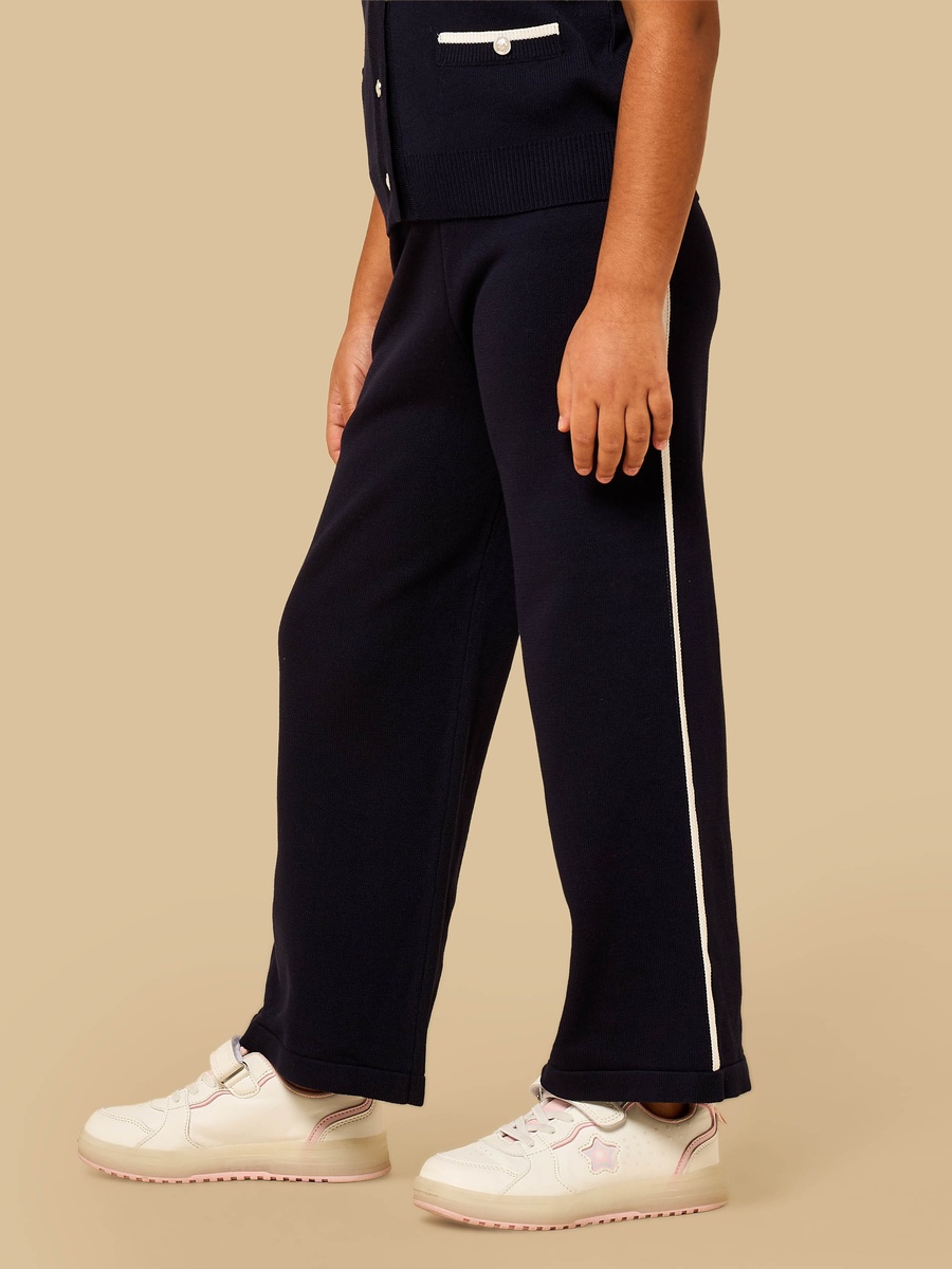 Stripe Accent Cardigan and Wide Leg Pants Set