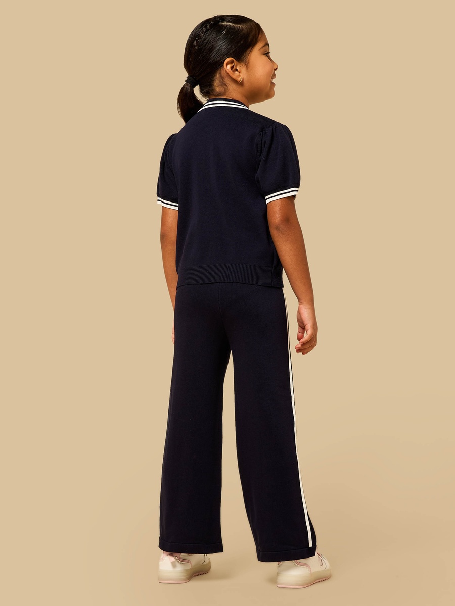 Stripe Accent Cardigan and Wide Leg Pants Set