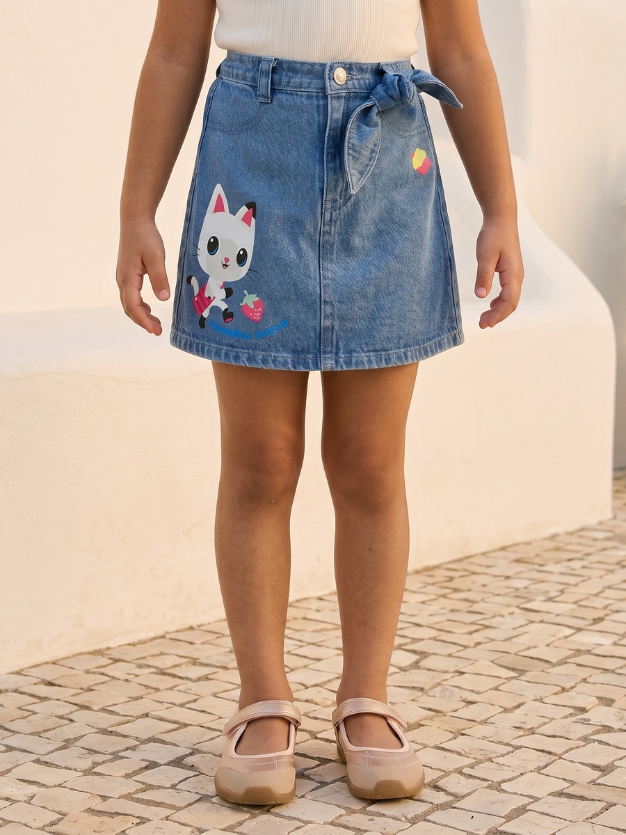 Gabbys Print Denim Cotton Skirt