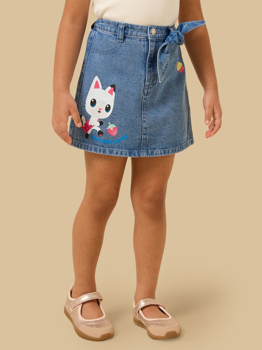 Gabbys Print Denim Cotton Skirt