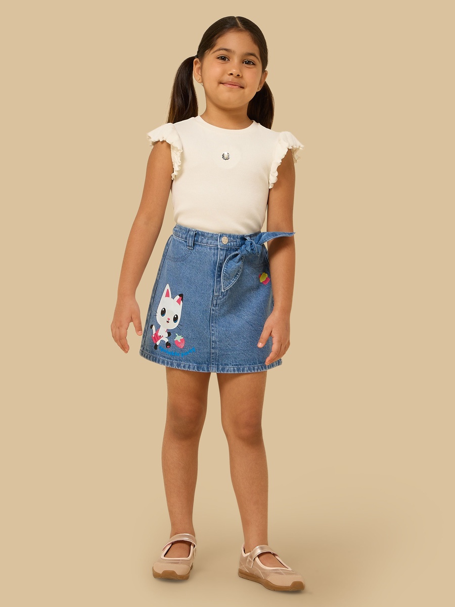 Gabbys Print Denim Cotton Skirt