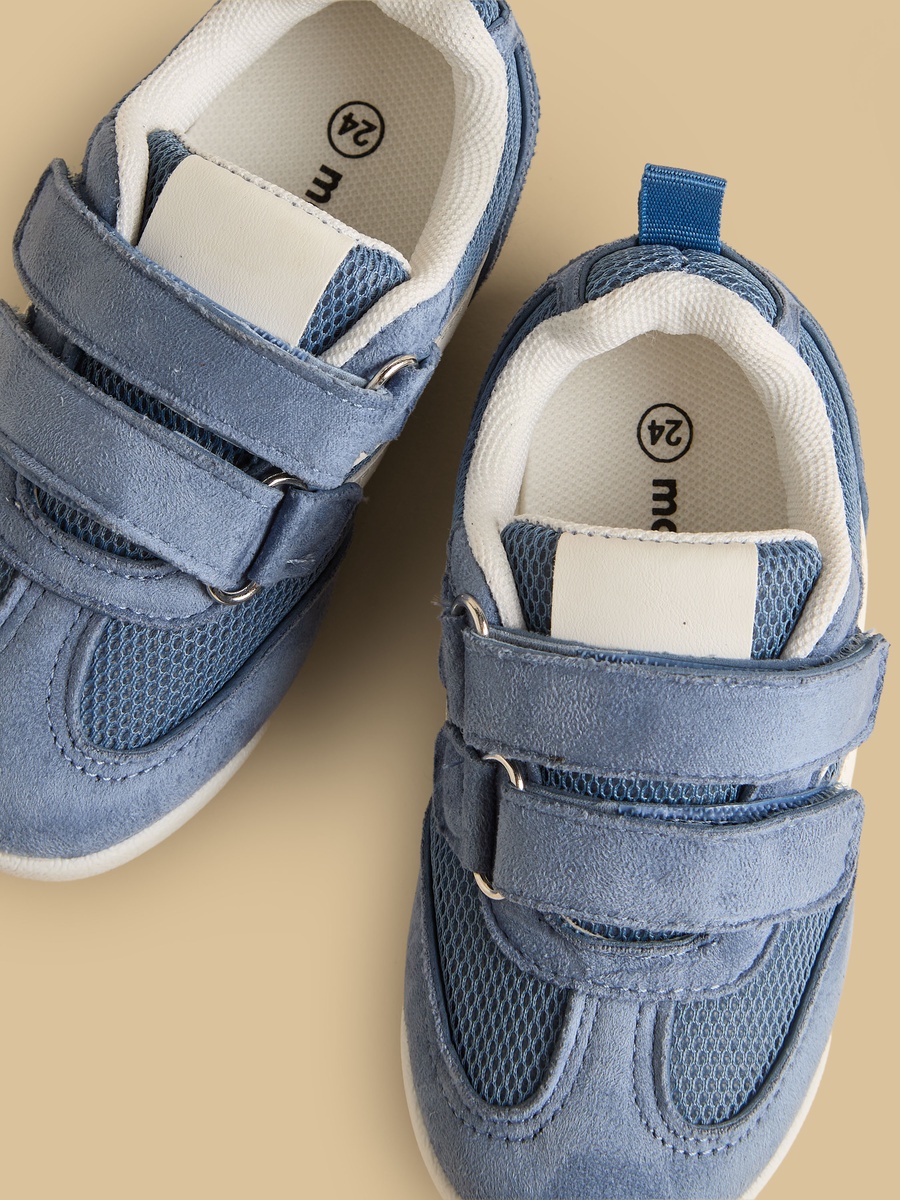Textured Sneakers with Hook and Loop Closure