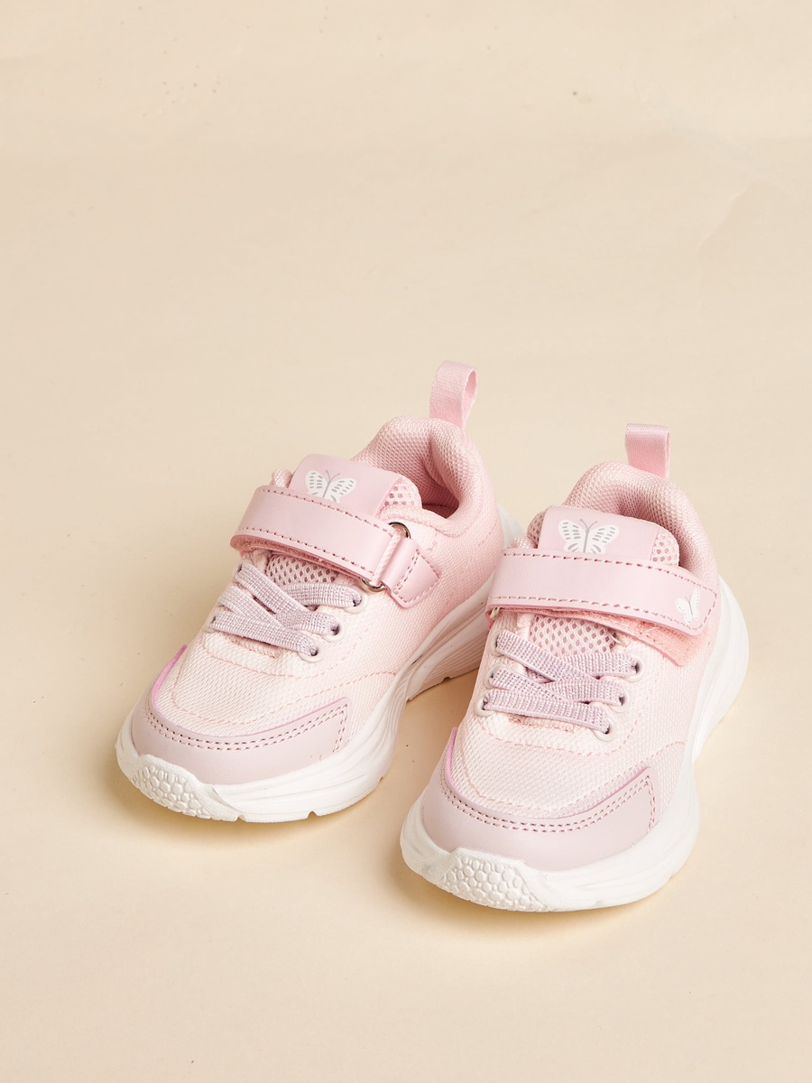 Butterfly Print Sports Shoes with Hook and Loop Closure