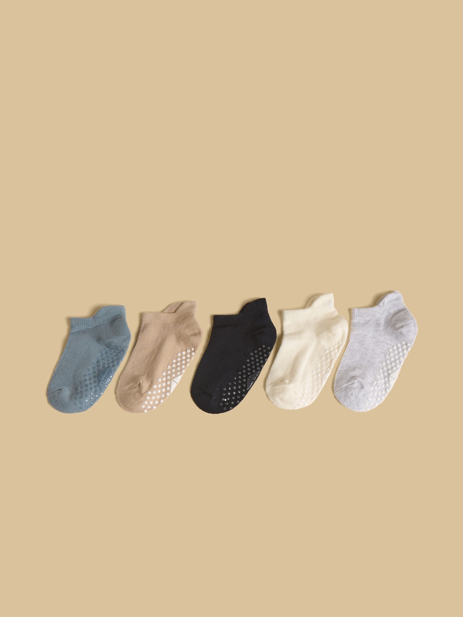 Pack of 5 - Plain Antiskid Calf Length Socks