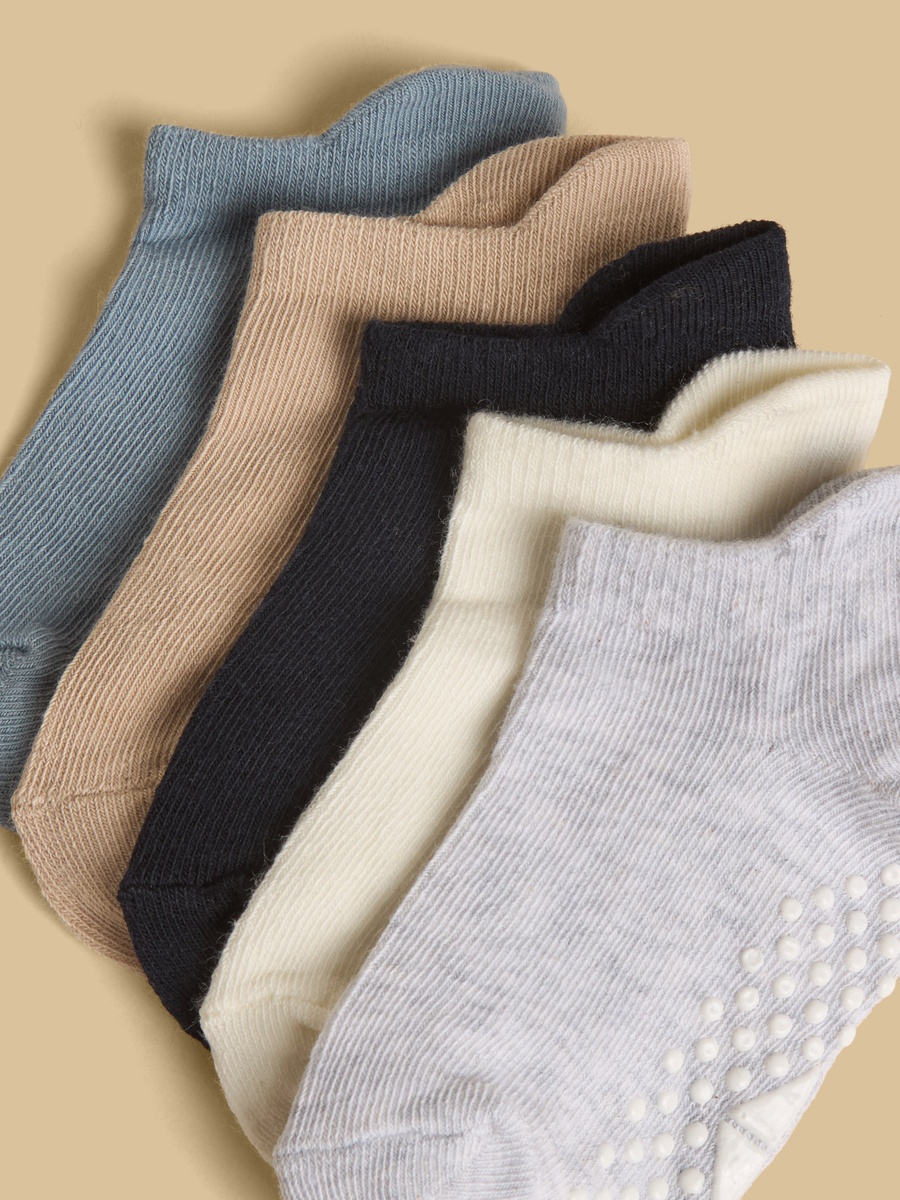 Pack of 5 - Plain Antiskid Calf Length Socks