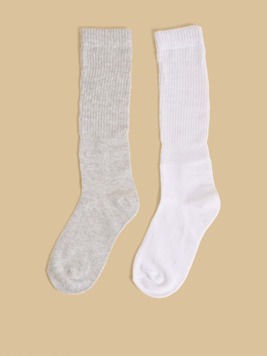Pack of 2 - Ribbed Full Length Slouch Socks
