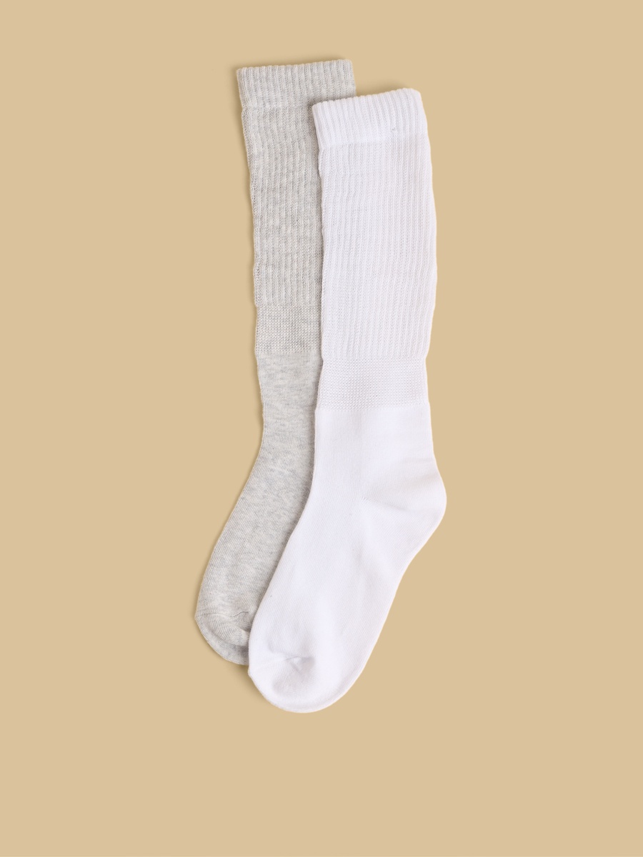 Pack of 2 - Ribbed Full Length Slouch Socks