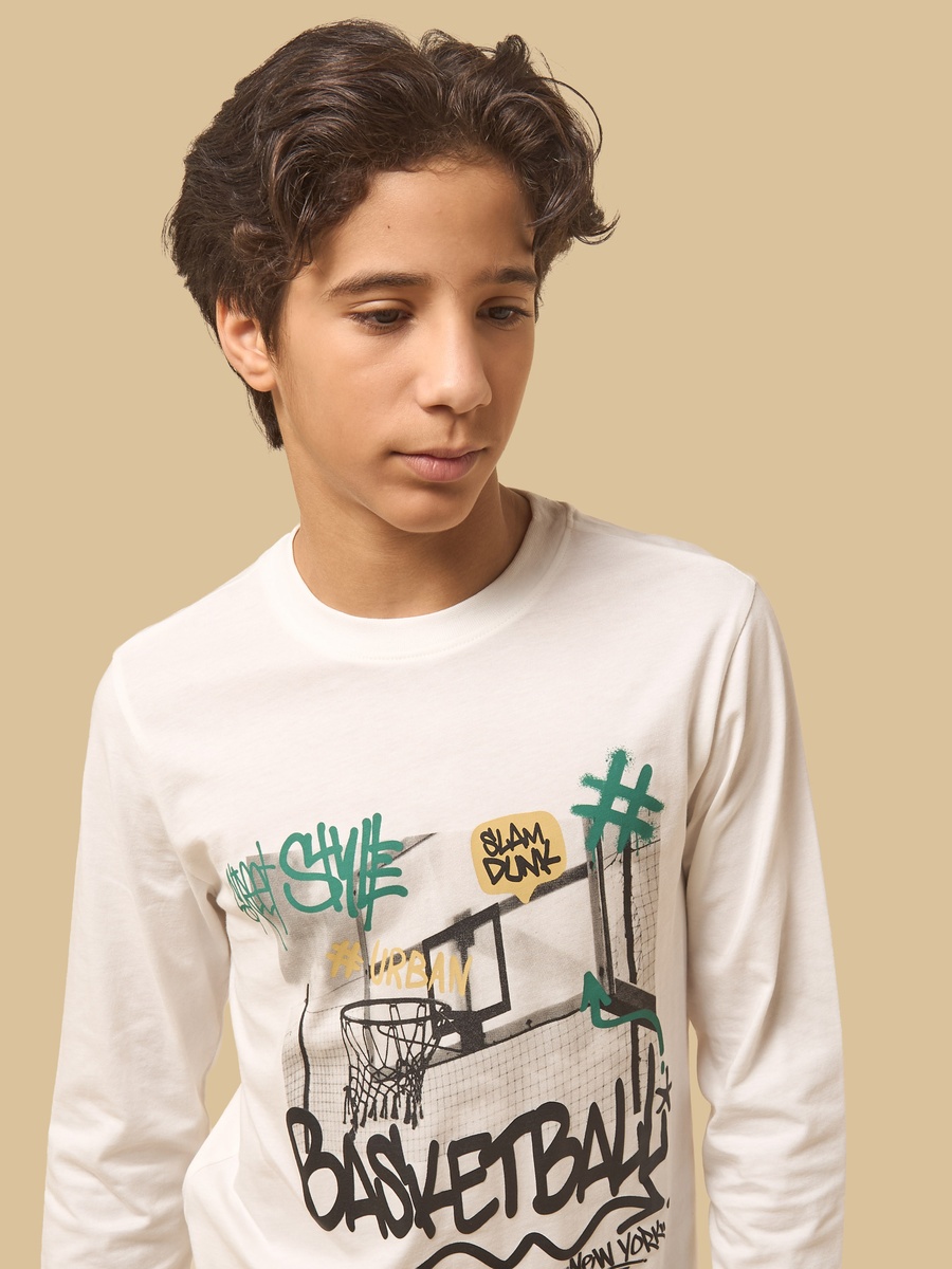 Basketball Graffiti Print T-Shirt