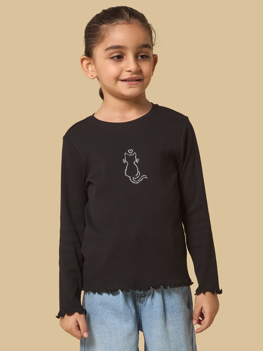 Cat Embellished T-Shirt