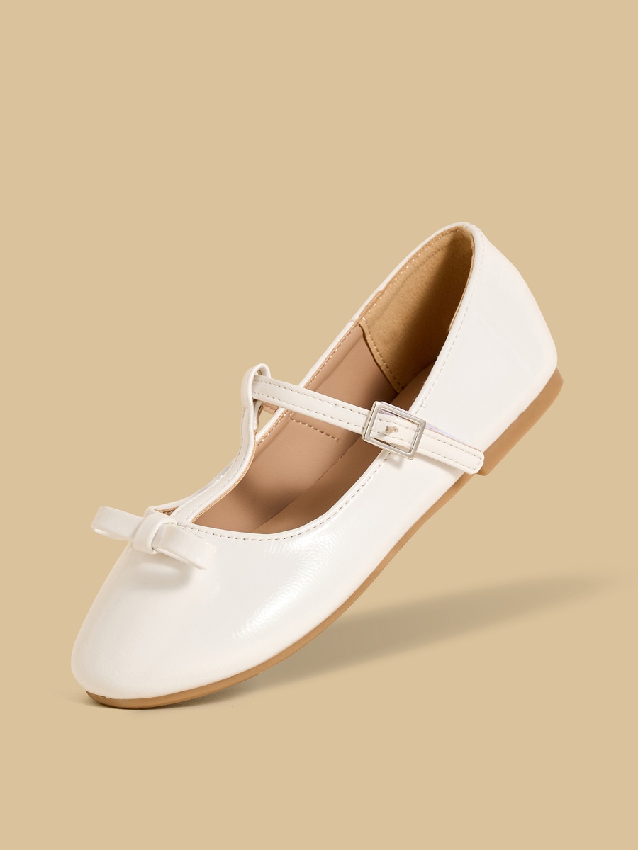 Bow Accent Ballerina Shoes with Hook and Loop Closure