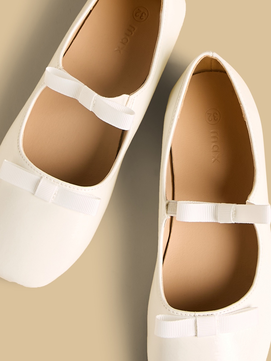 Bow Detail Ballerina Shoes with Elasticated Strap