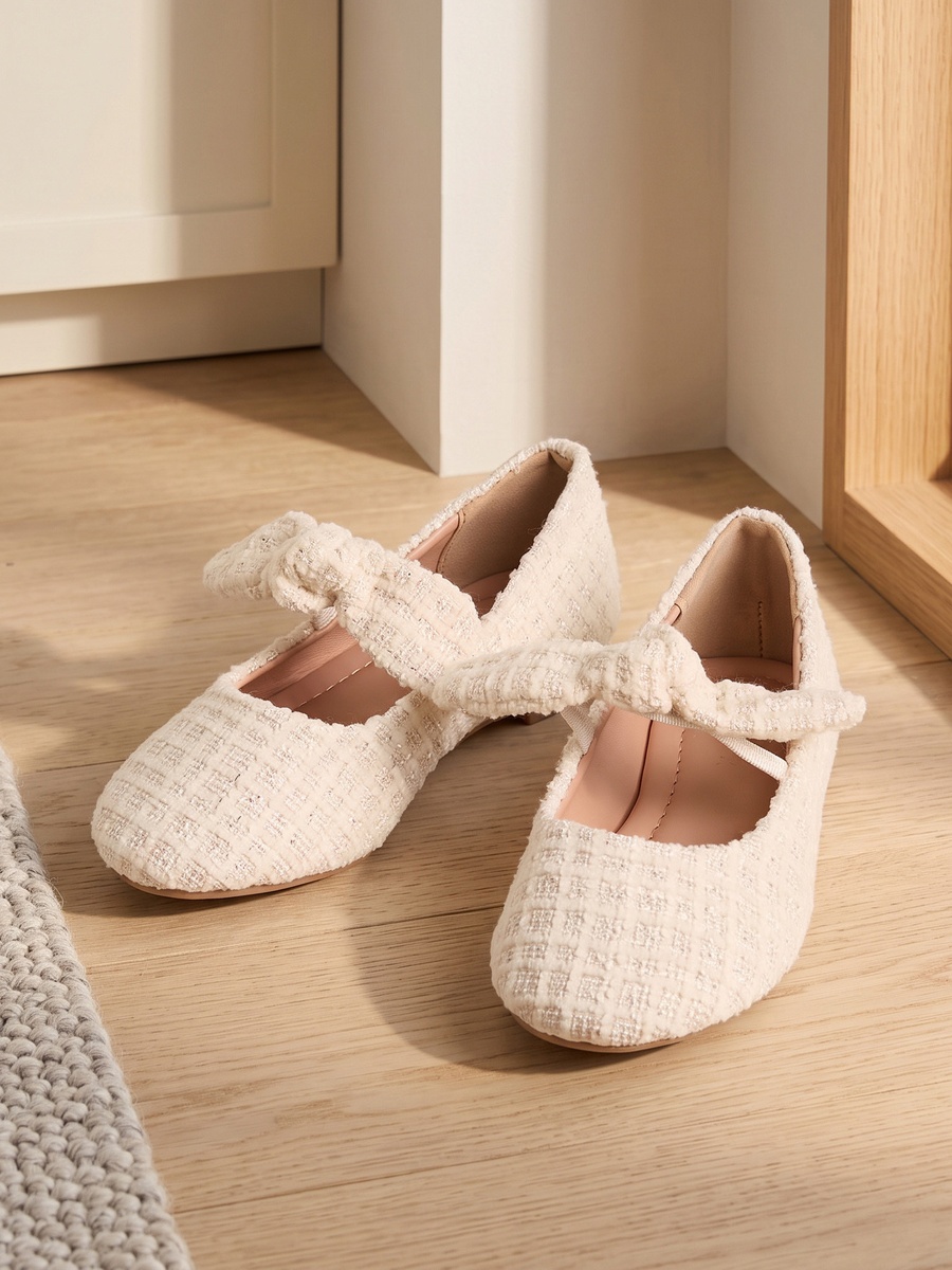 Tweed Textured Ballerina Shoes