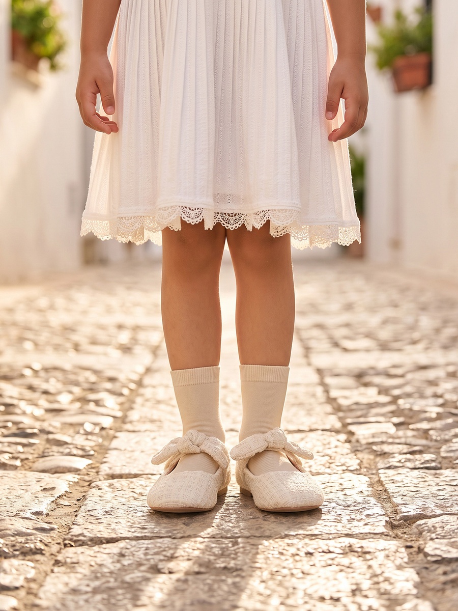 Tweed Textured Ballerina Shoes