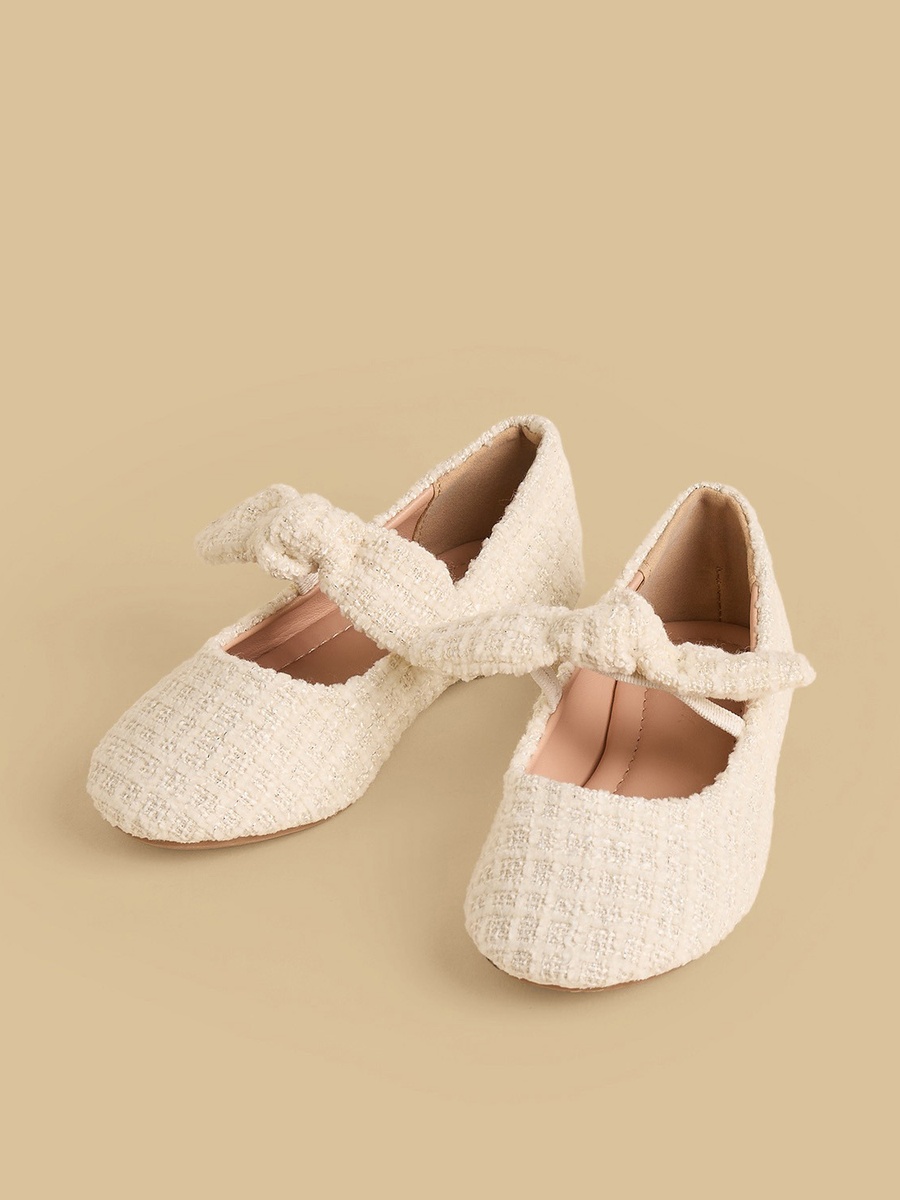 Tweed Textured Ballerina Shoes