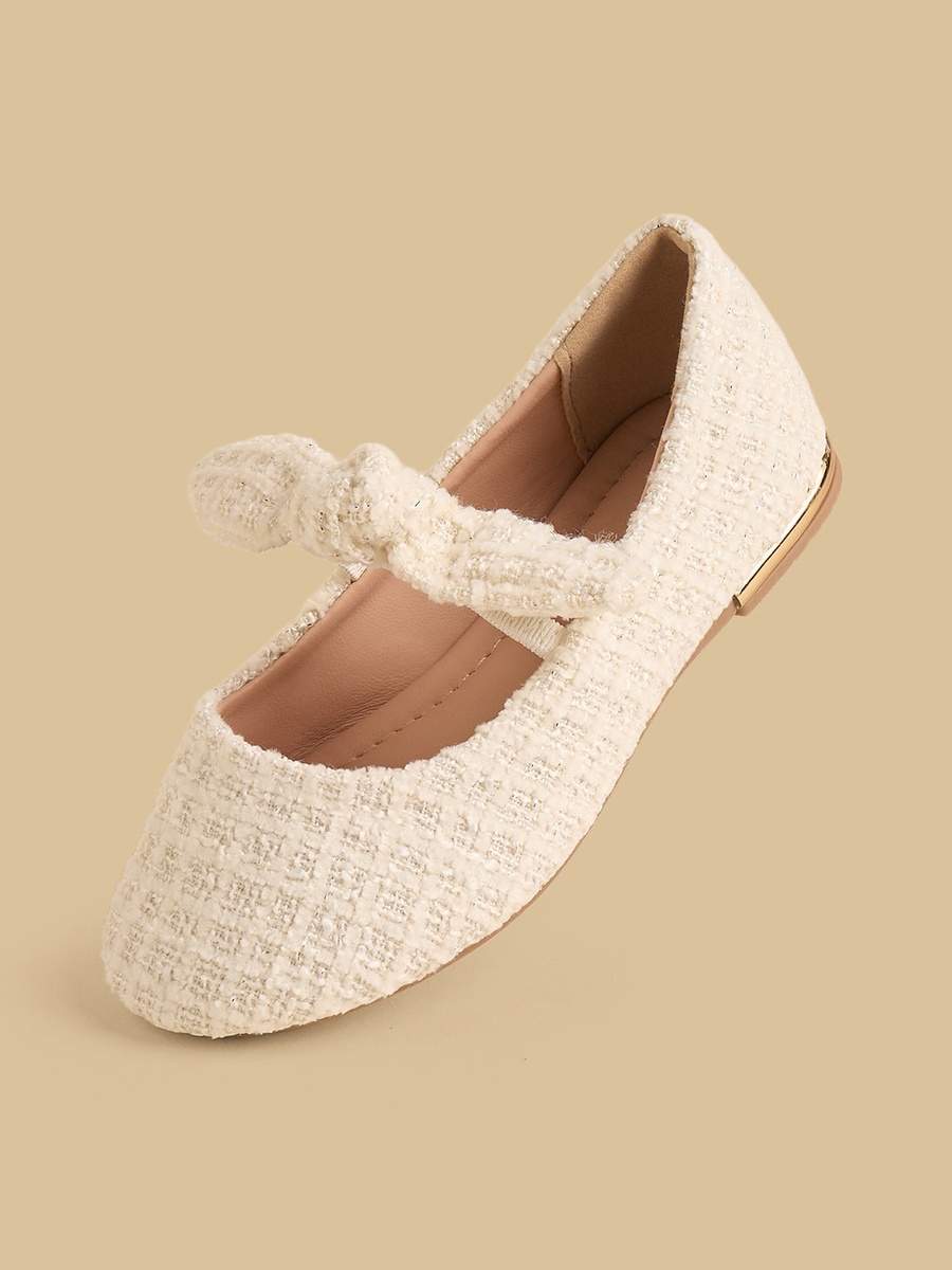 Tweed Textured Ballerina Shoes