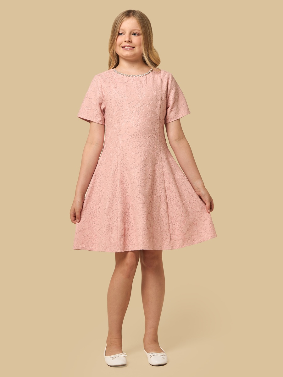Embellished Bonded Lace A-line Dress