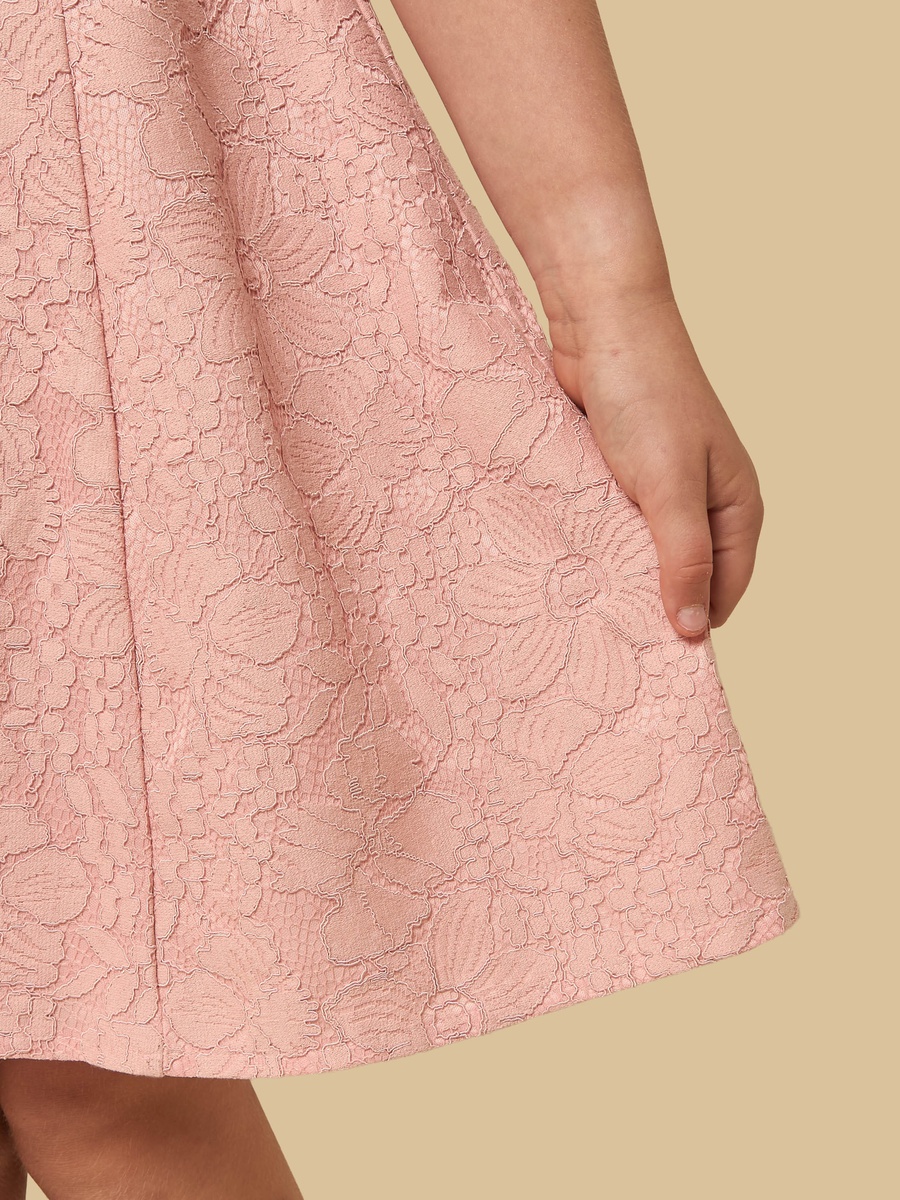 Embellished Bonded Lace A-line Dress
