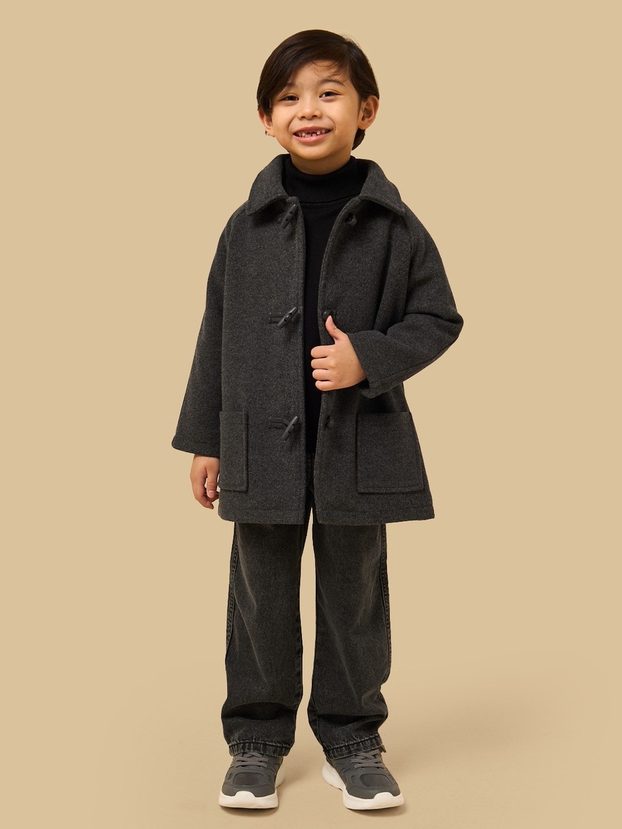 Longline Coat with Toggle Button Closure