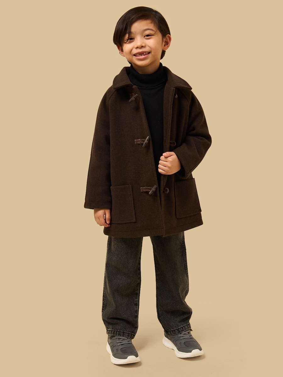 Longline Coat with Toggle Button Closure