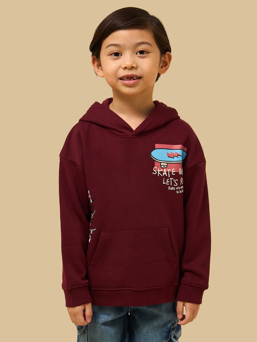 Skateboard Print Hooded Sweatshirt