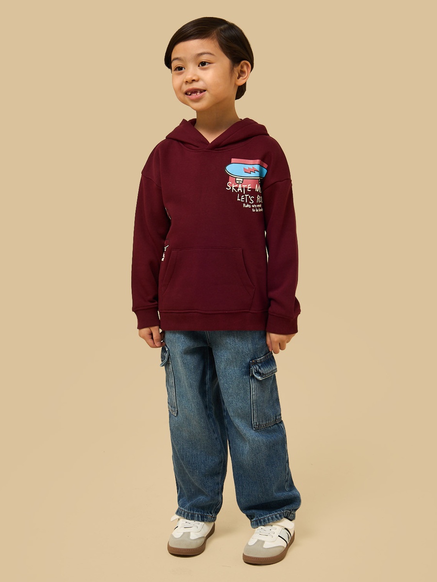 Skateboard Print Hooded Sweatshirt