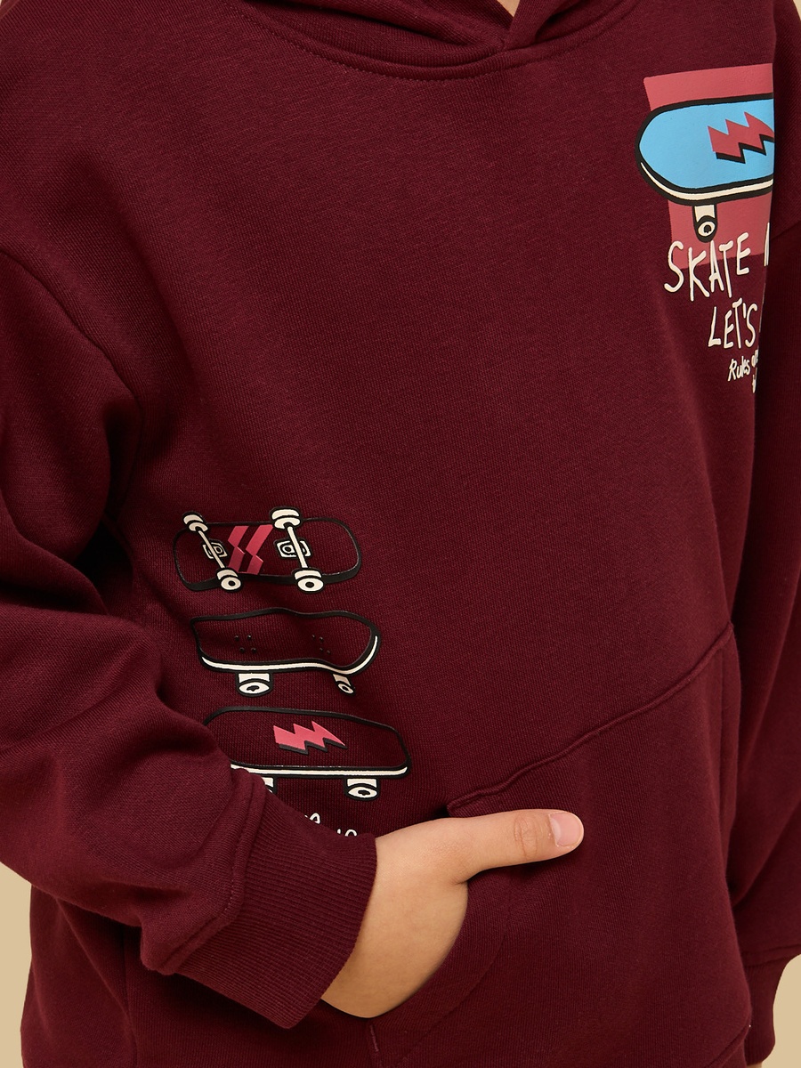 Skateboard Print Hooded Sweatshirt