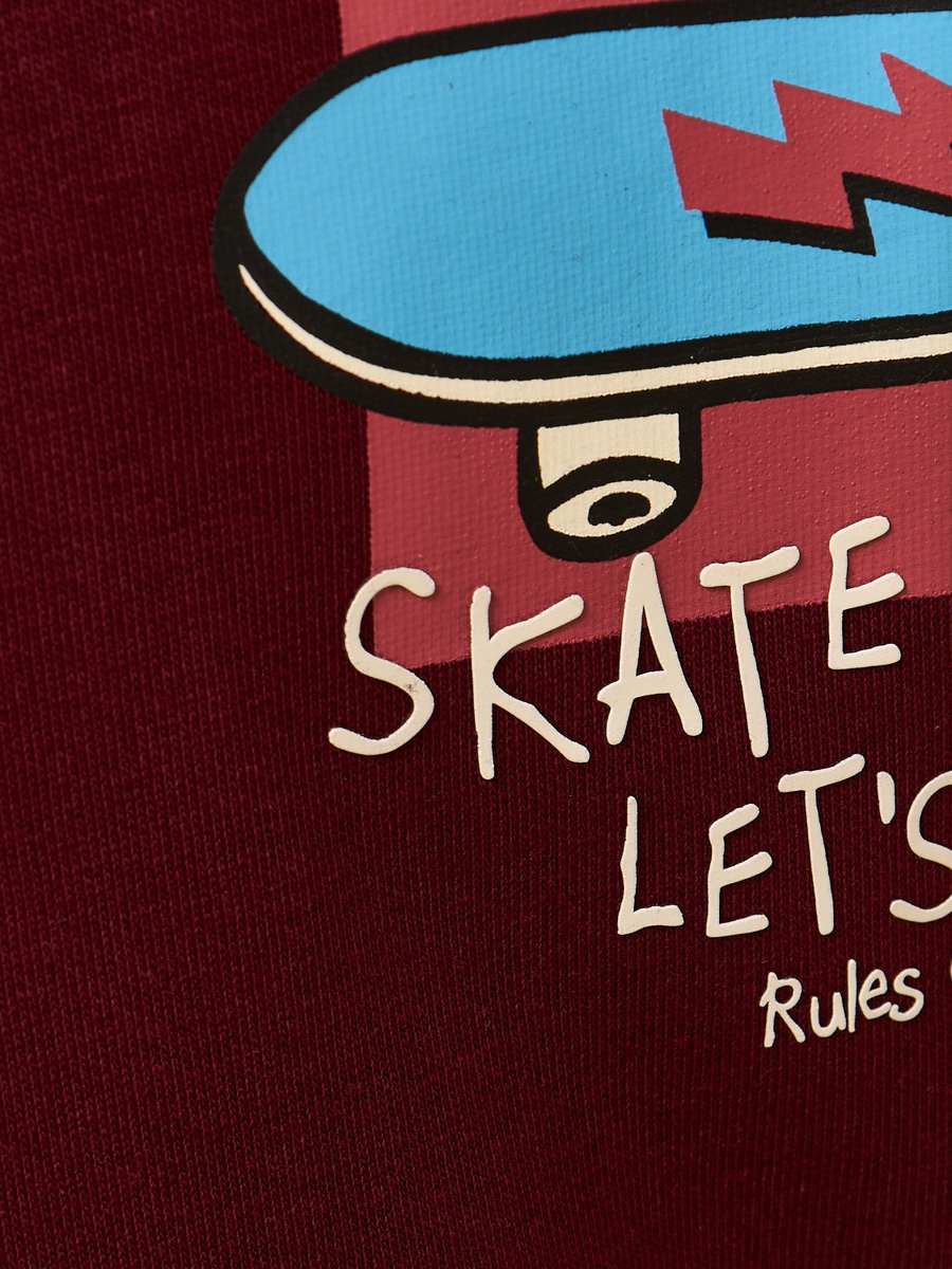 Skateboard Print Hooded Sweatshirt