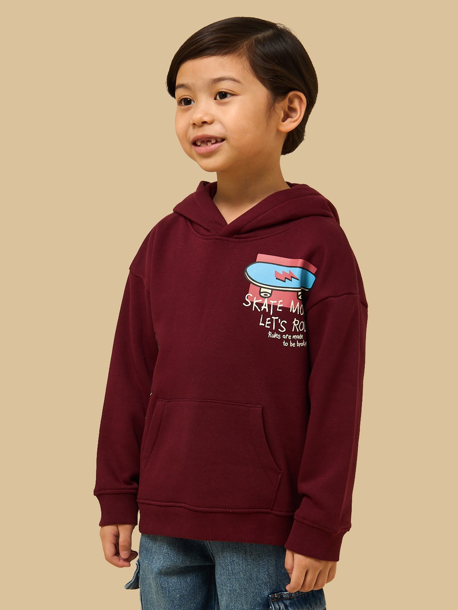 Skateboard Print Hooded Sweatshirt