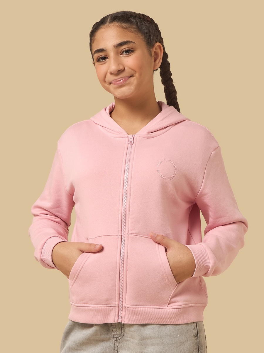 Plain Zip Through Hoodie