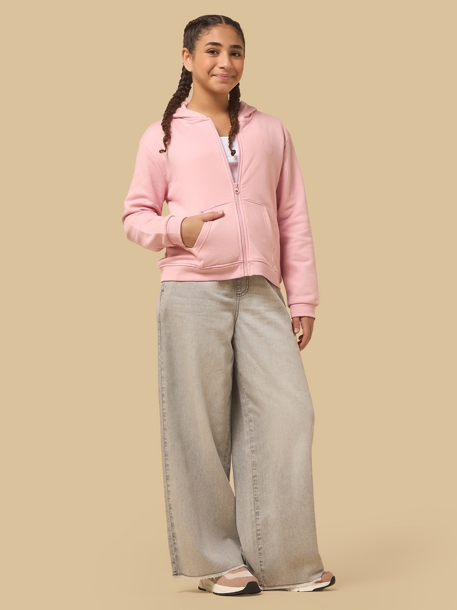 Plain Zip Through Hoodie