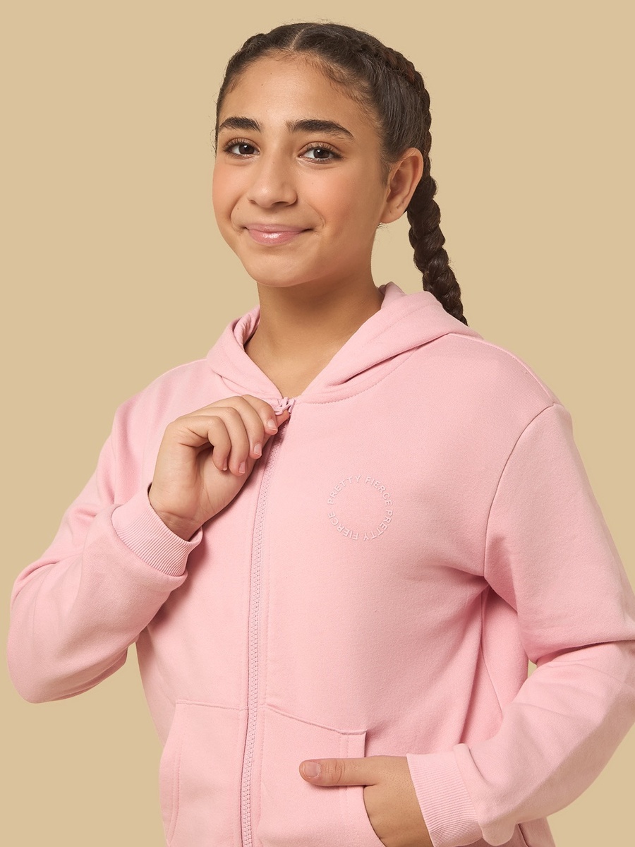Plain Zip Through Hoodie