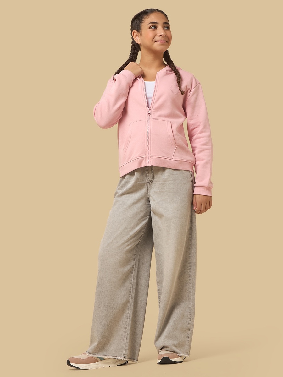 Plain Zip Through Hoodie