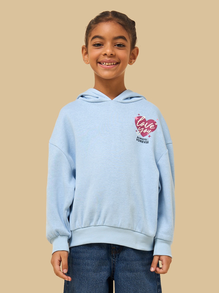 Typographic Print Hooded Oversized Sweatshirt