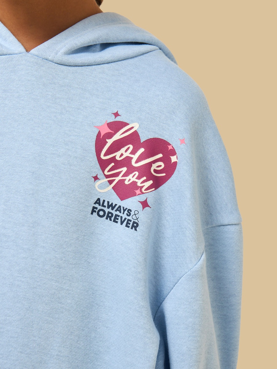 Typographic Print Hooded Oversized Sweatshirt