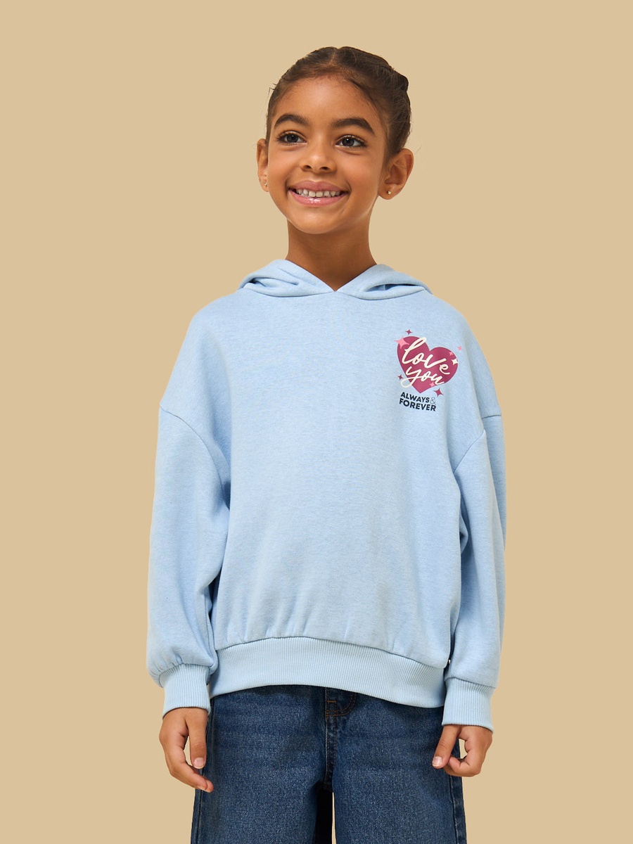 Typographic Print Hooded Oversized Sweatshirt