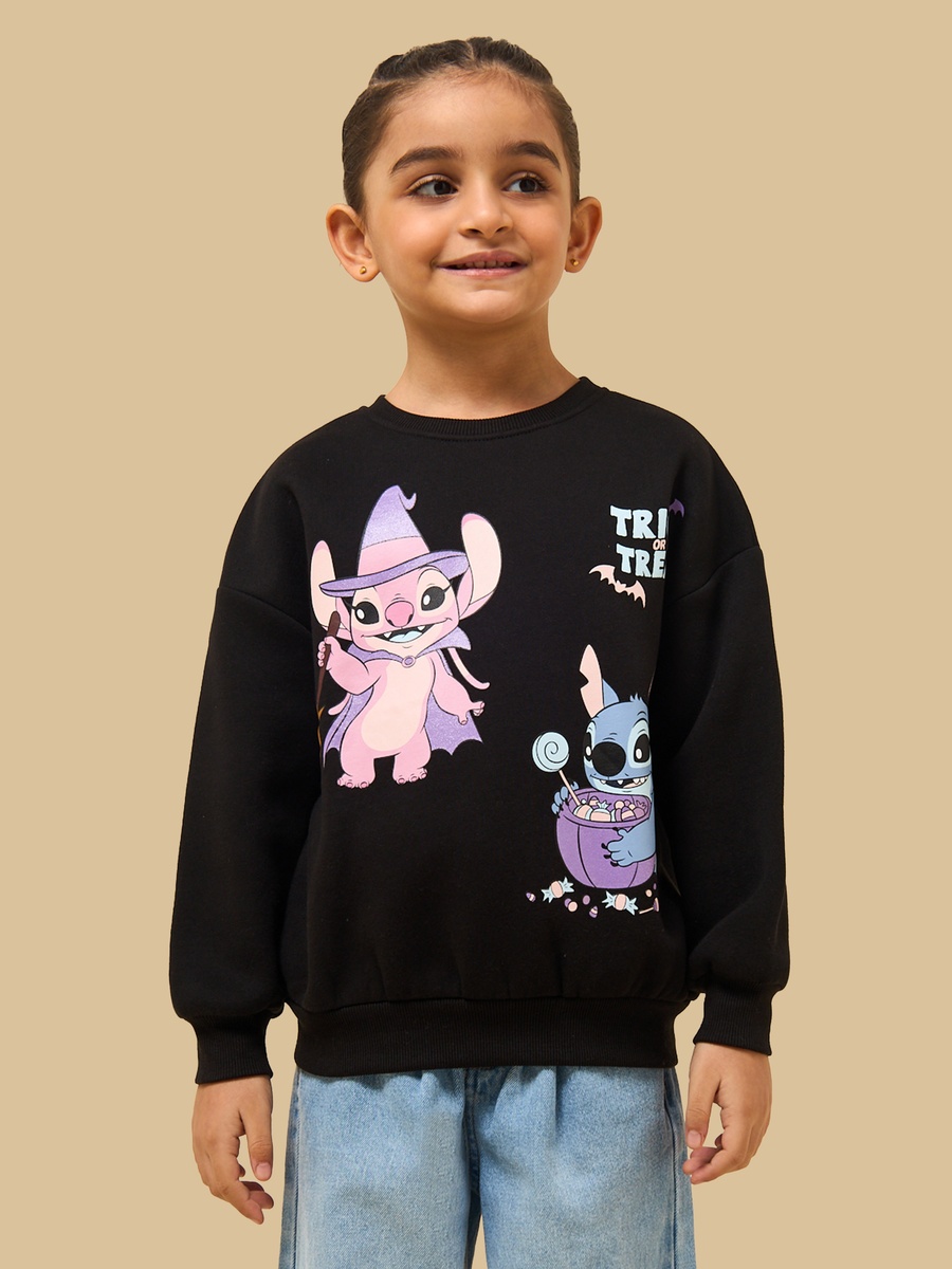 Stitch and Angel Print Oversized Sweatshirt