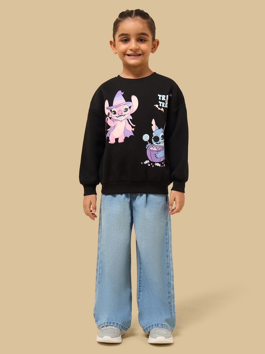Stitch and Angel Print Oversized Sweatshirt