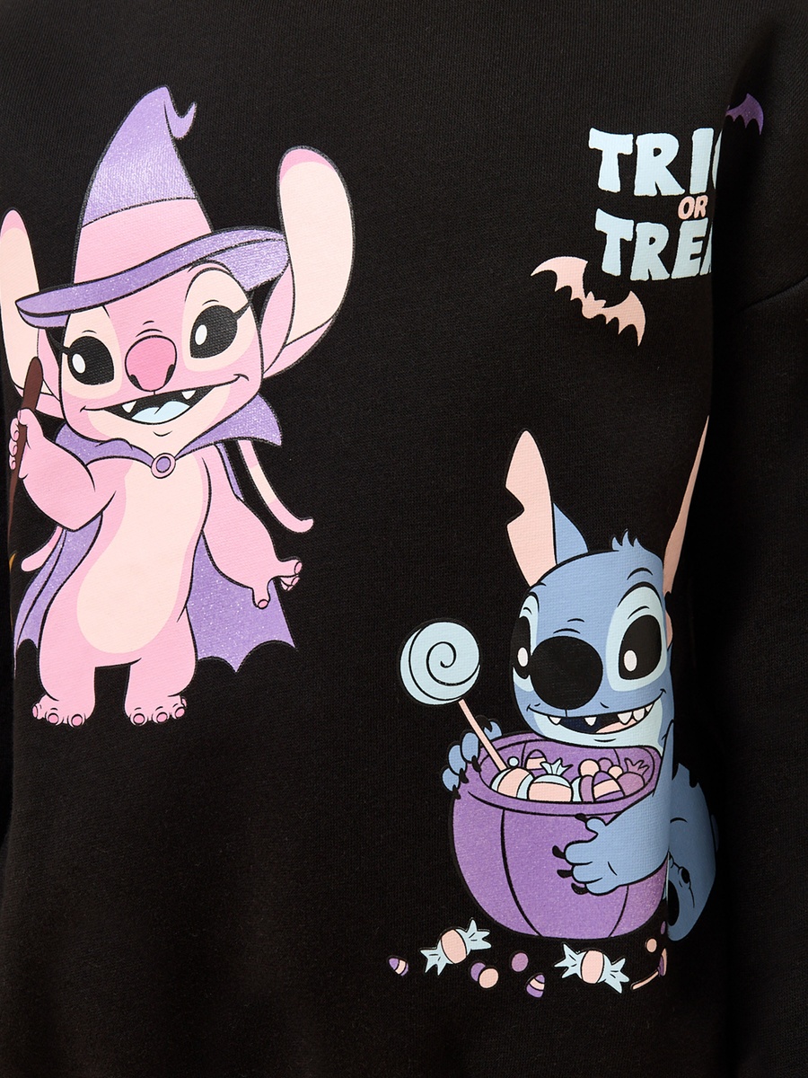 Stitch and Angel Print Oversized Sweatshirt