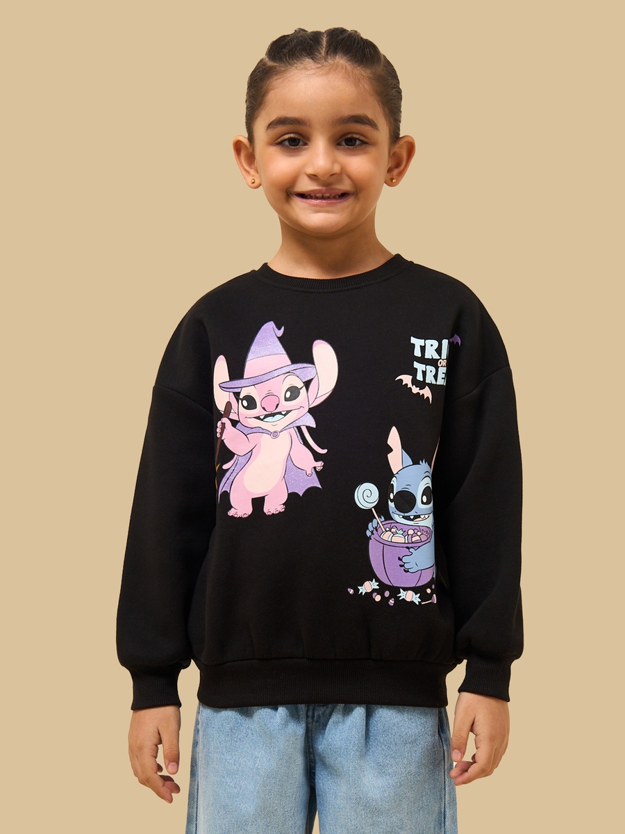 Stitch and Angel Print Oversized Sweatshirt
