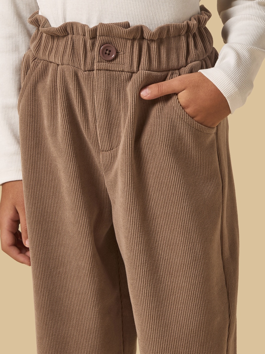 Corduroy Barrel Fit Paperbag Waist Pants