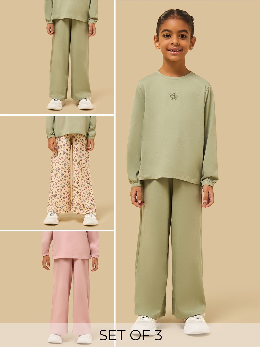 Pack of 3 - Assorted Print Wide Leg Pants