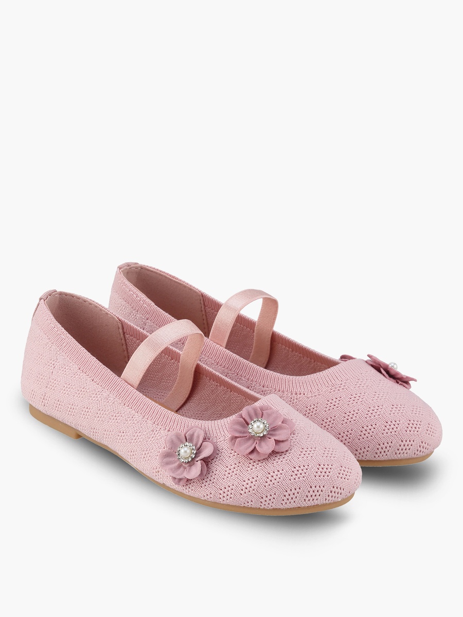 Girls Floral Applique Ballerina Shoes