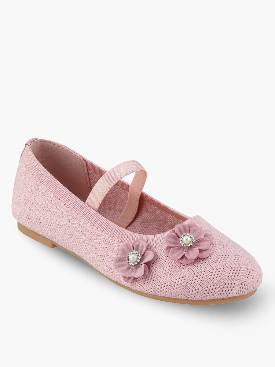Girls Floral Applique Ballerina Shoes