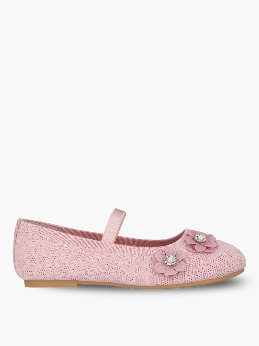 Girls Floral Applique Ballerina Shoes