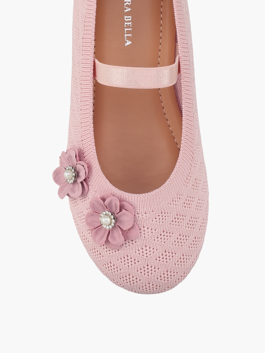 Girls Floral Applique Ballerina Shoes
