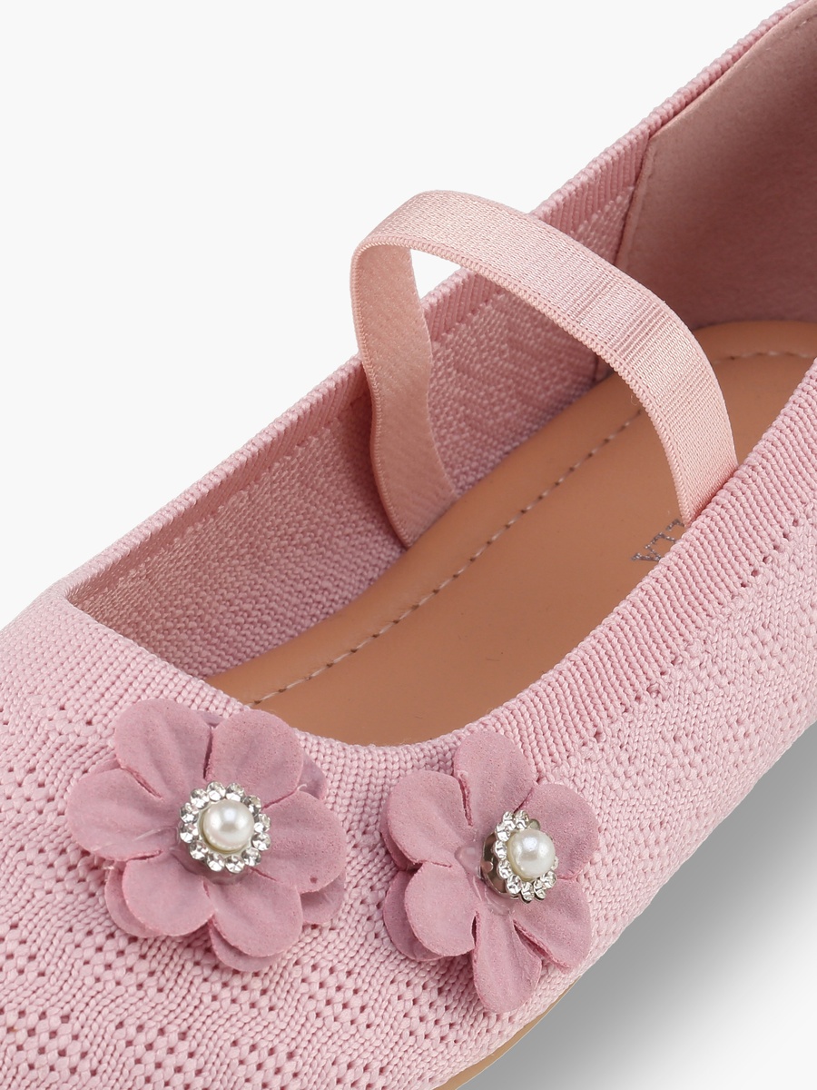 Girls Floral Applique Ballerina Shoes